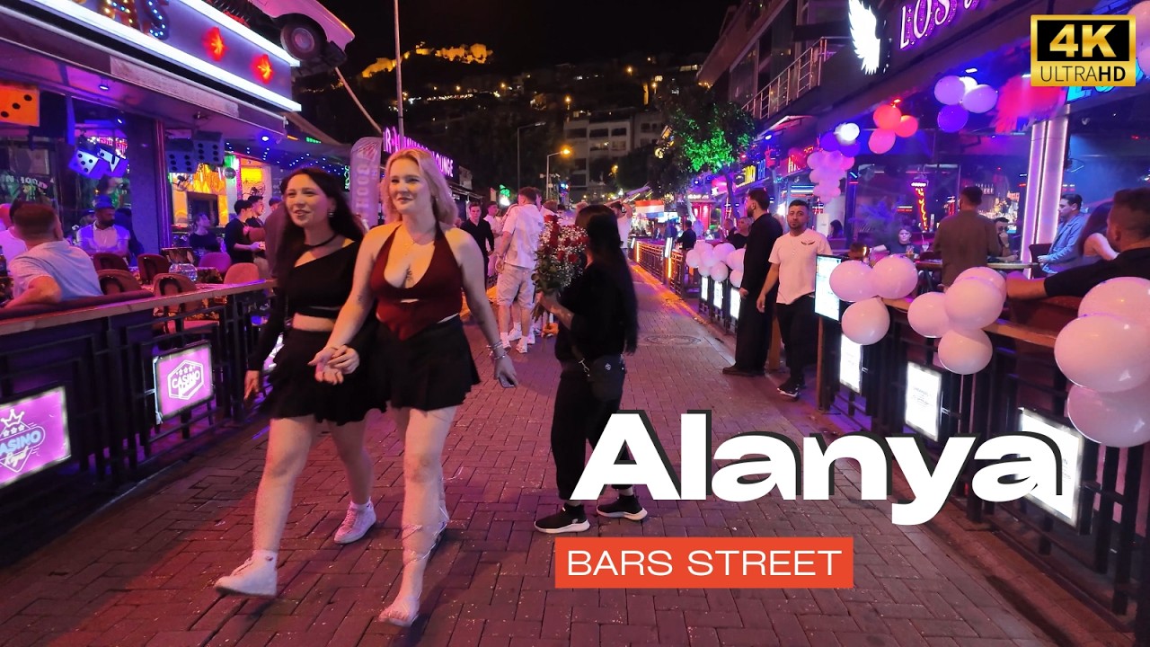 Alanya Nightlife 2025 | Walking Through Bar Street Antalya Turkey | Night Out in Alanya 4K HDR