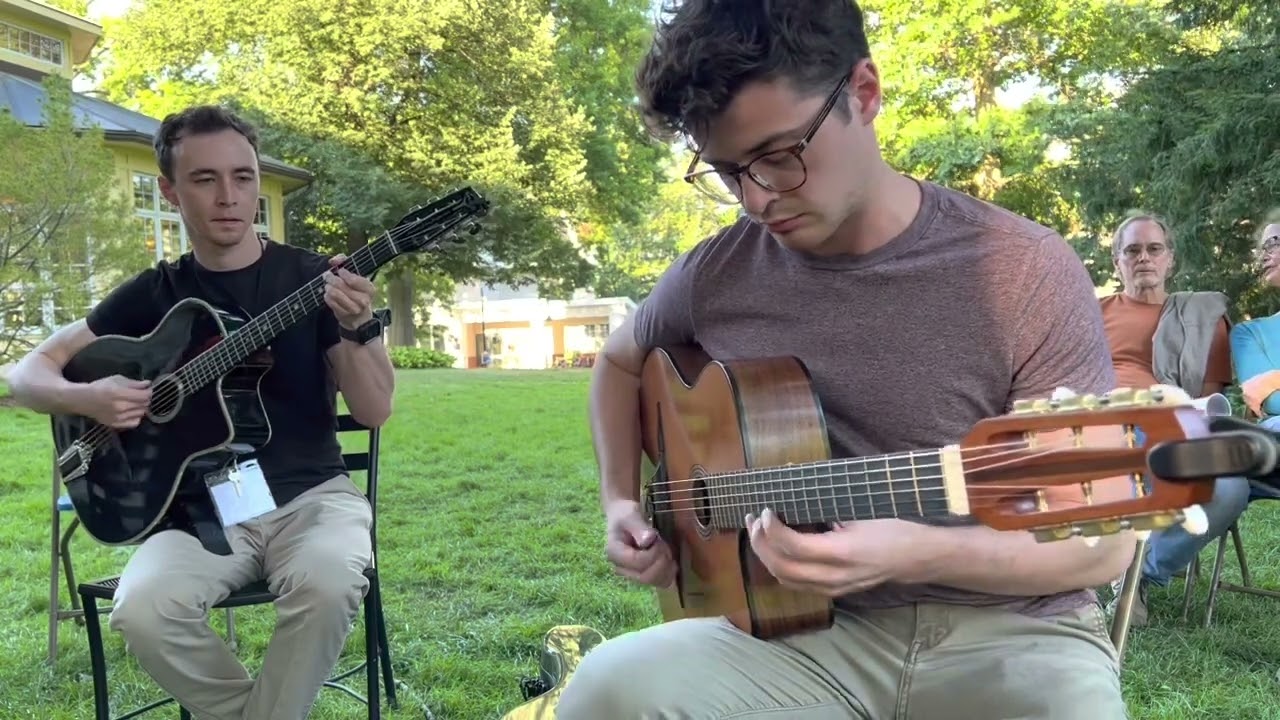 “That sharp 11 diminishing tune” young players jamming before concert time - Django in June