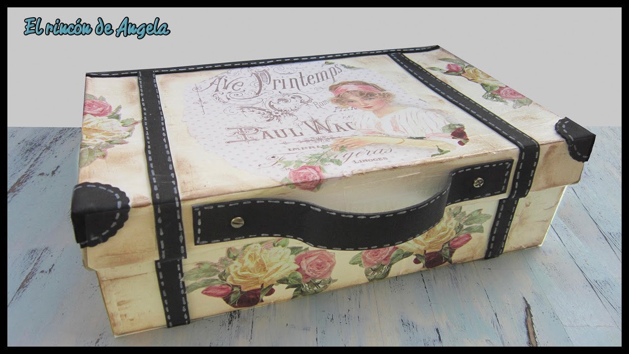 Maleta hecha con caja de zapatos reciclada y decoupage-Diy manualidades