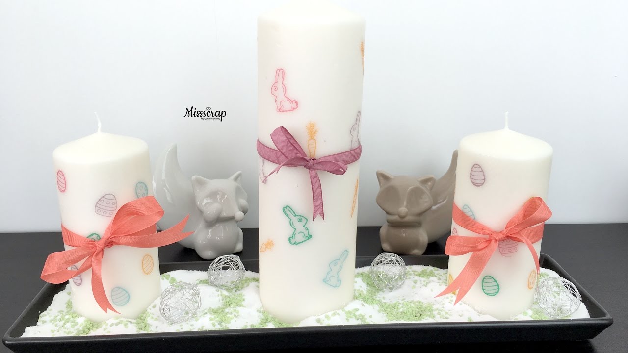 Incrustation de tampon sur une bougie / Inlay stamps on a candle