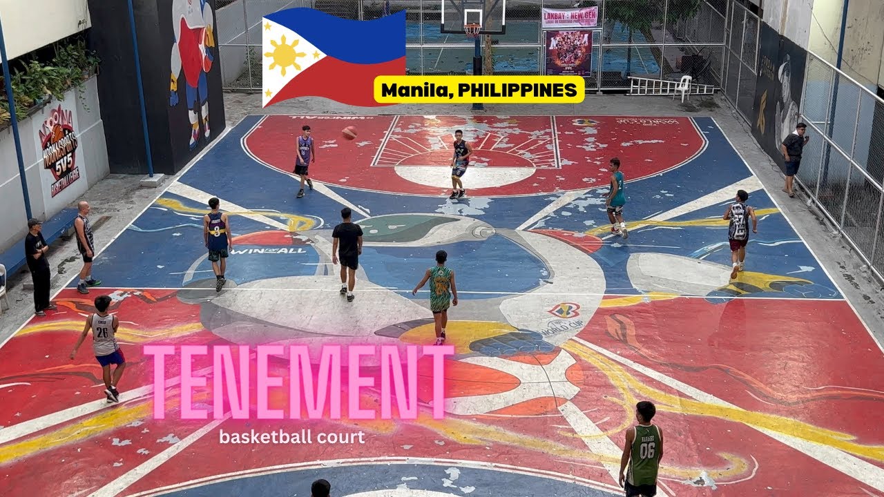 Taguig, Manila, Philippines, Tenement basketball pick-up game, unedited clips.