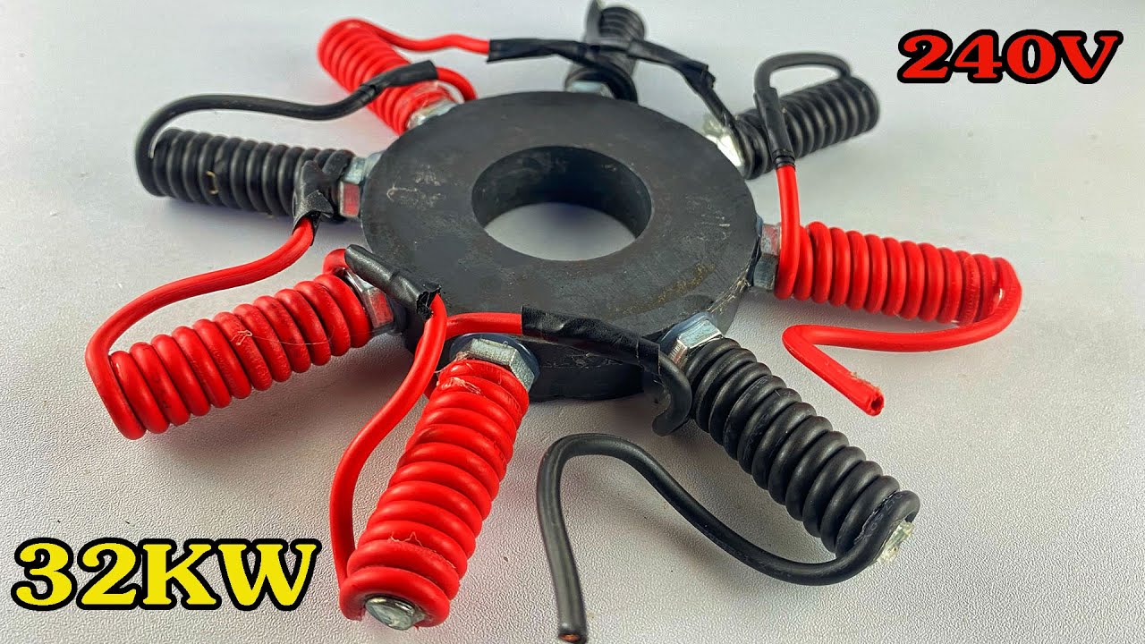Awesome Create Powerful 32KW Free Electricity Generator With Copper Wire & Bolts #engineering #diy