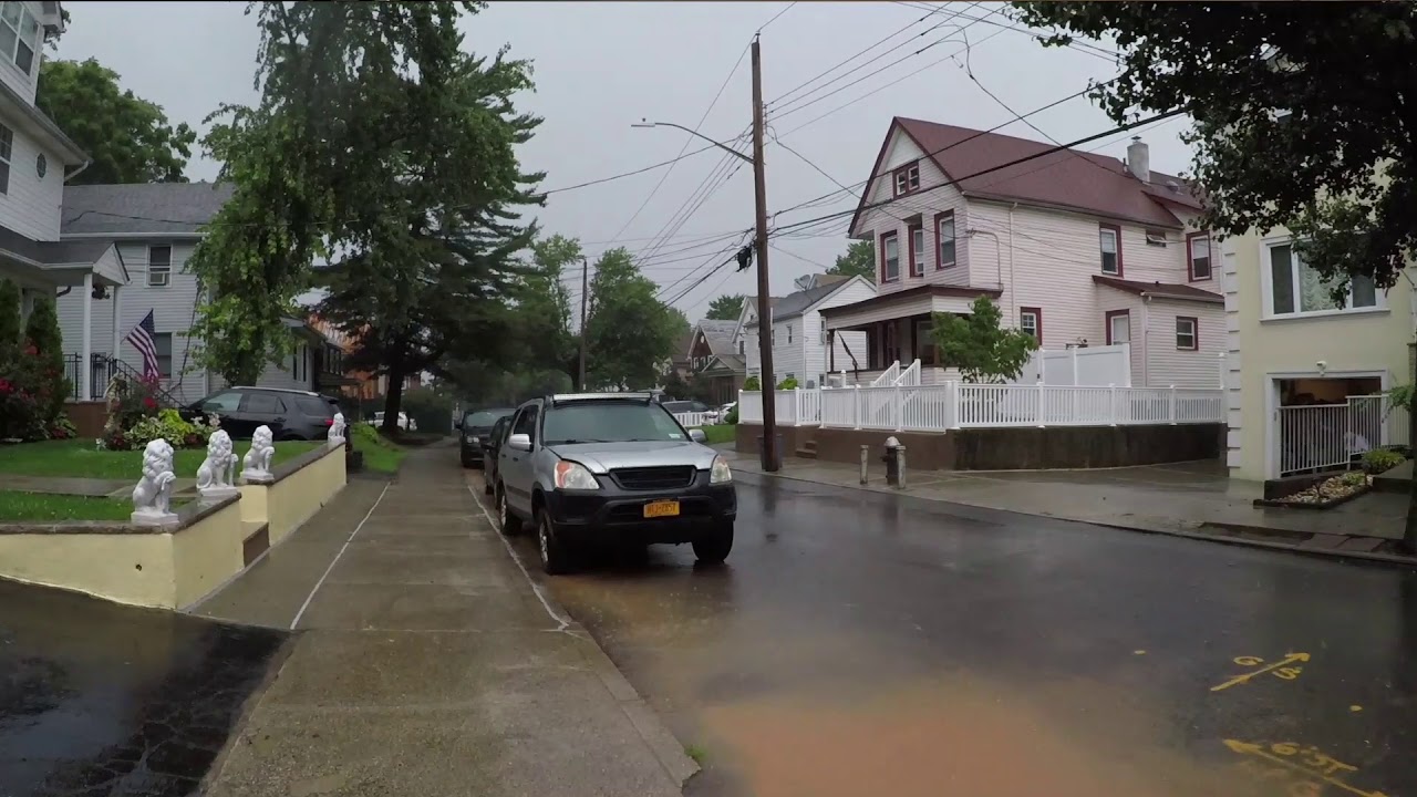 Summer Storm Rain Walk. Sounds of Heavy & Moderate Rainfall