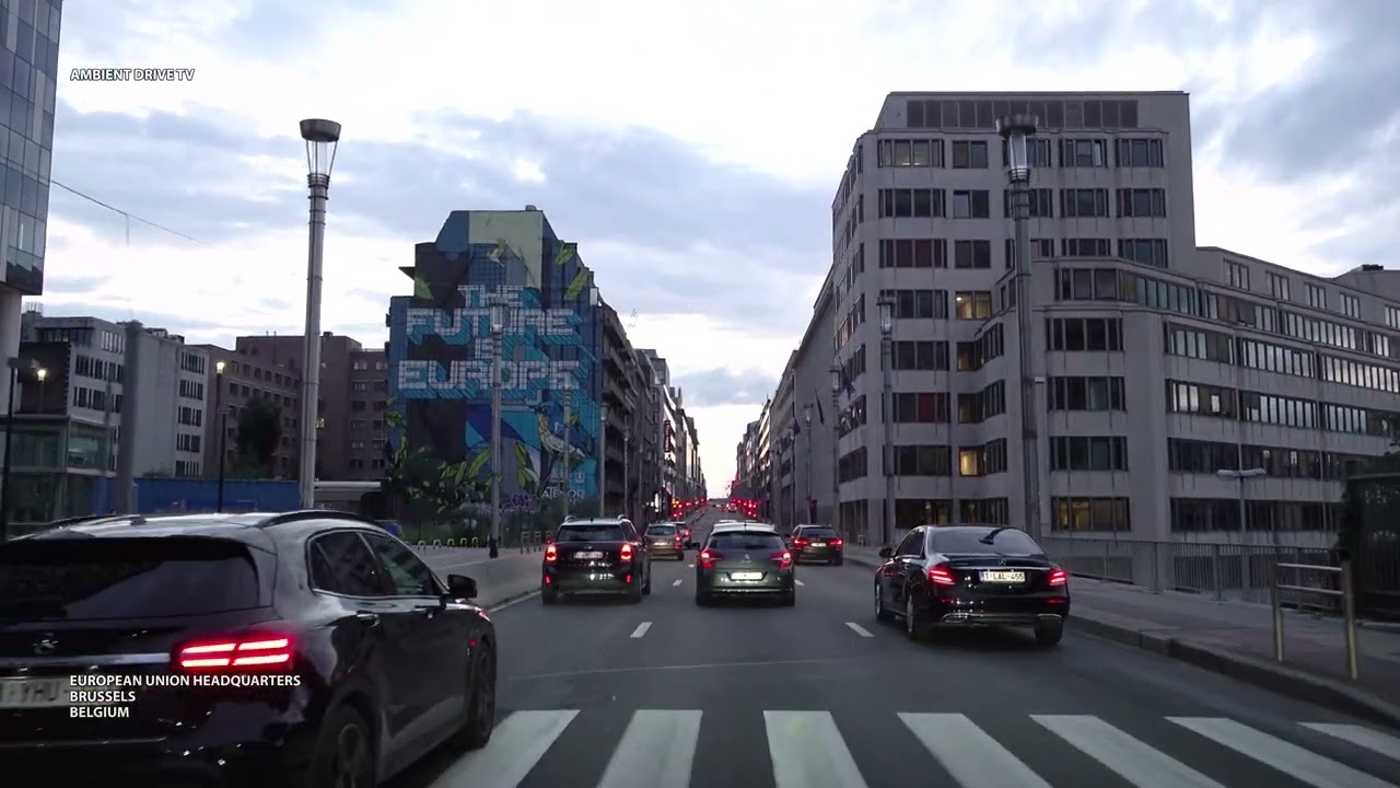 DRIVING BRUSSELS BELGIUM 4K - EUROPEAN UNION HEADQUARTERS - AMBIENT DRIVE TV