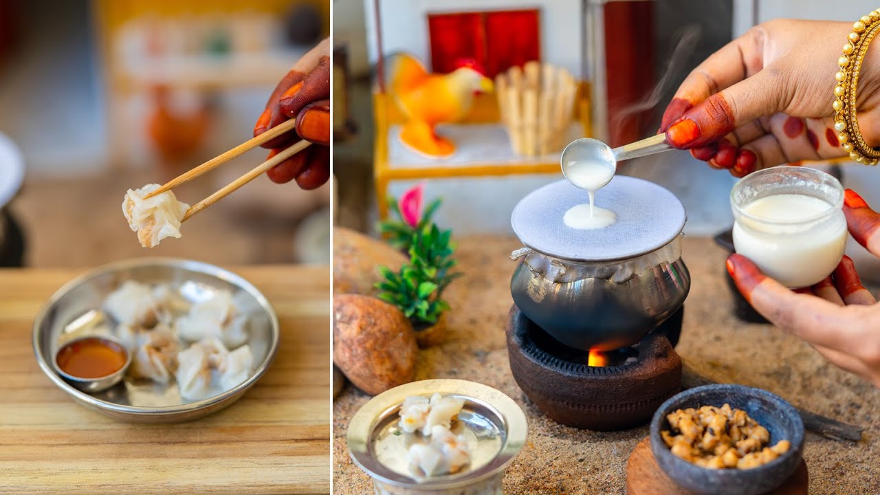 Tiny CHICKEN MOMOS In Miniature Pot | Best Way To Make Chicken Momos Recipe | Miniature Momos