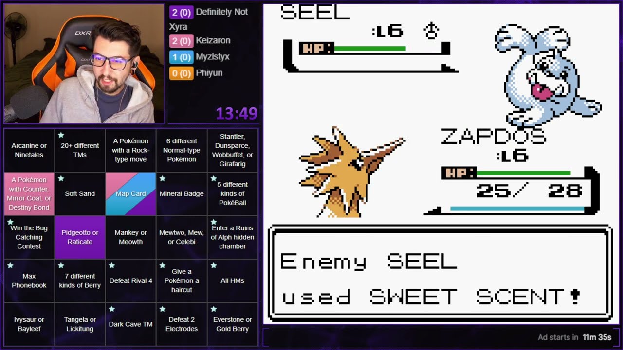 Pokemon Crystal Randomizer Blackout Bingo - Nov. 26, 2025 (Game 1)
