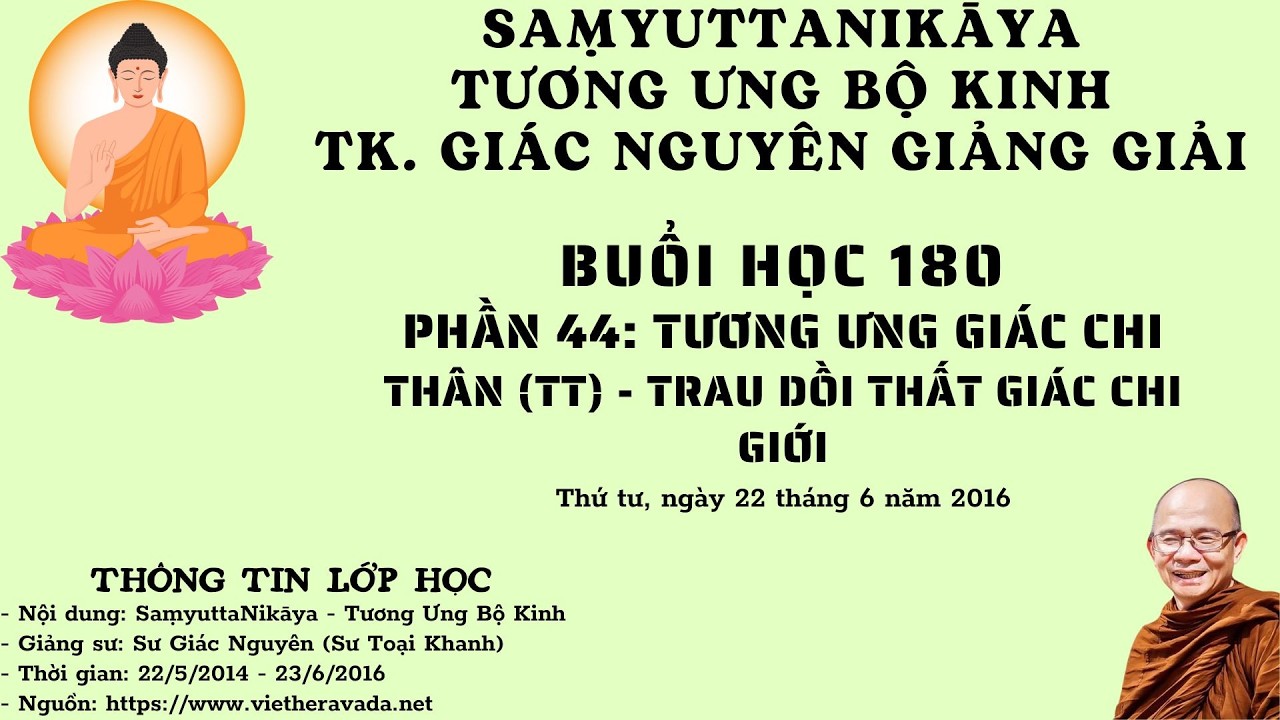 BUỔI 180 | TƯƠNG ƯNG BỘ KINH 2014-2016 | SƯ GIÁC NGUYÊN - PHẬT GIÁO NGUYÊN THỦY THERAVĀDA