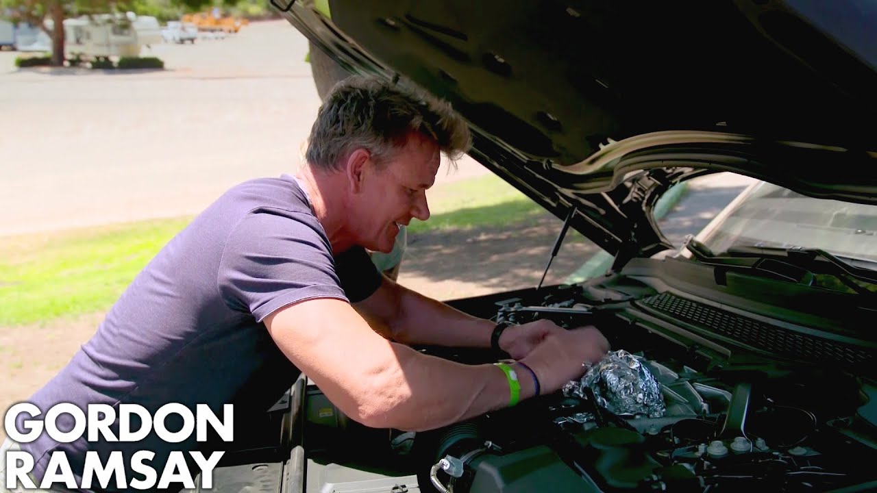 Gordon Ramsay Cooks Sea Bass On A Car Engine!