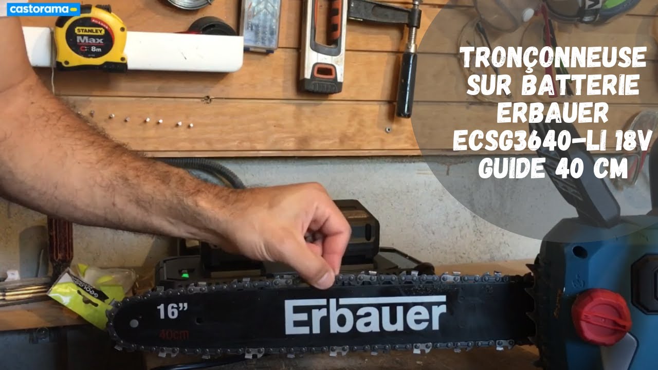 Avis consommateur: Tronçonneuse sur batterie Erbauer ECSG3640-Li 18V guide 40 cm