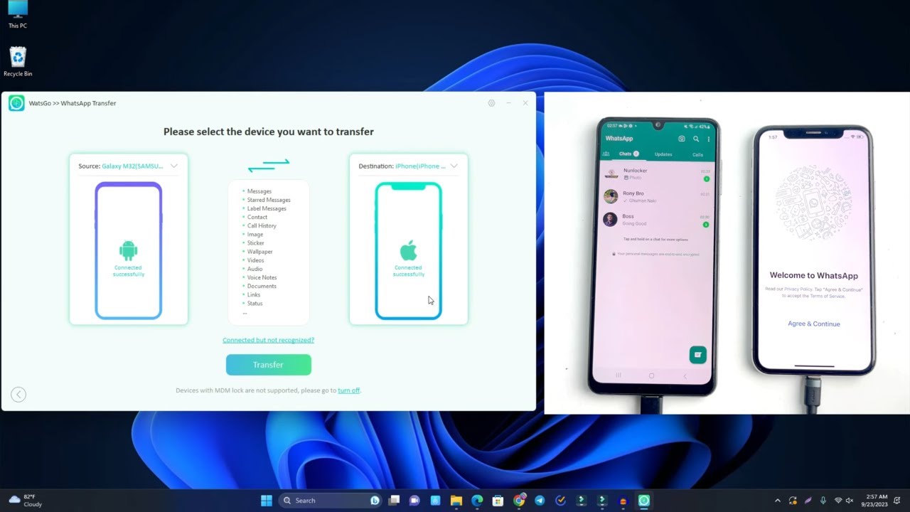 Передача WhatsApp между Android и iPhone (iToolab WatsGo)