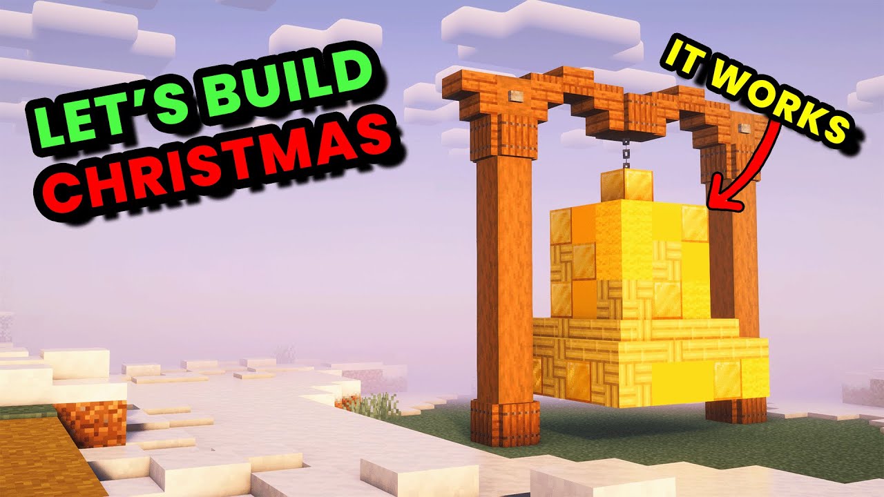 Giant Working Bell in Minecraft - Winter Build Ideas - Let's Build Xmas Day 8