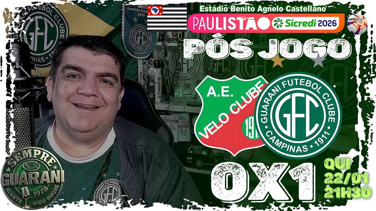 Pós Jogo Velo Clube 0x1 Guarani - Campeonato Paulista 2026 - 22/01