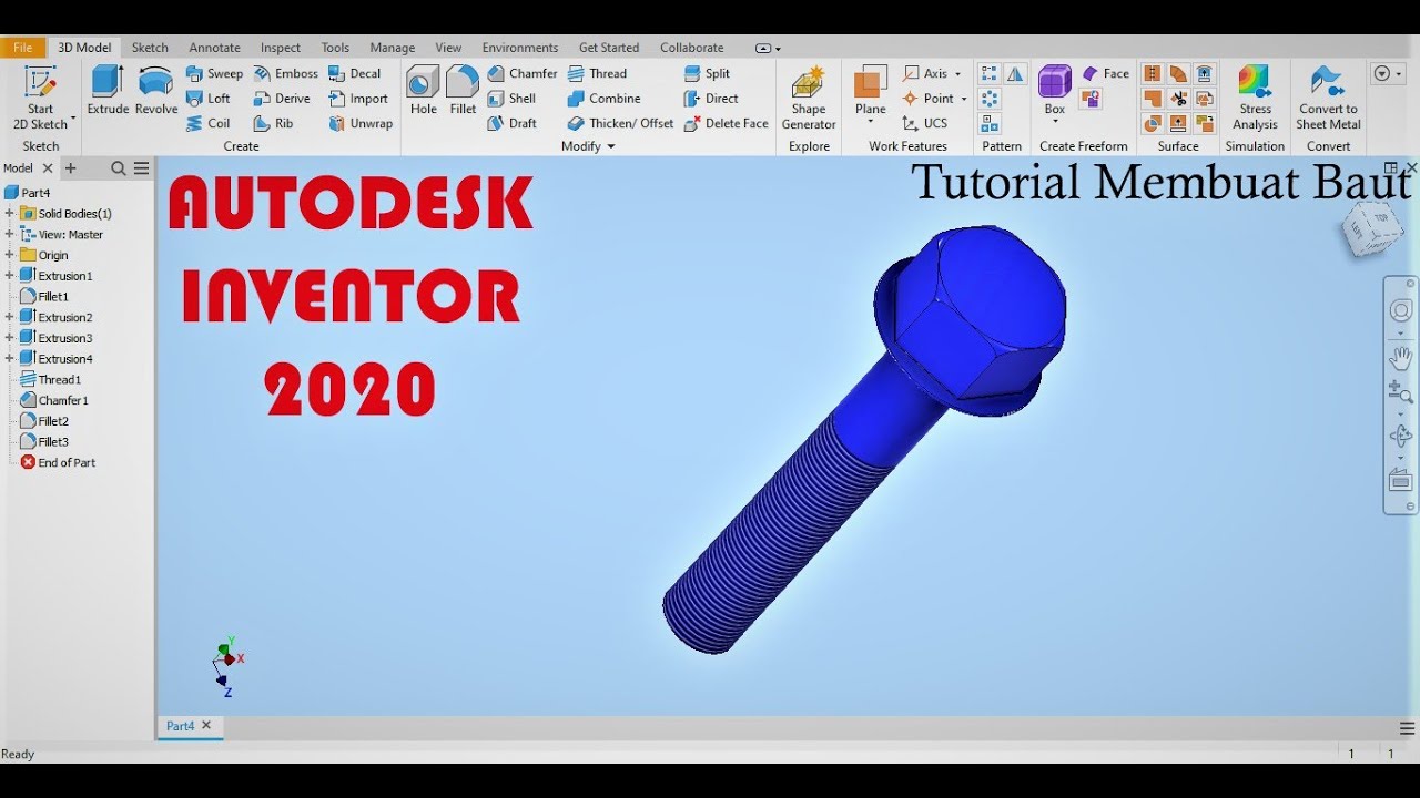Tutorial Membuat Baut Menggunakan Autodesk Inventor