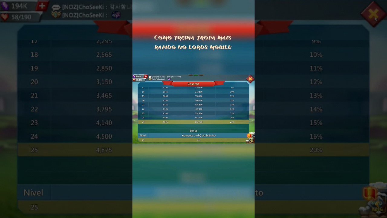 Como treina tropa mais r&aacute;pido #lordsmobile