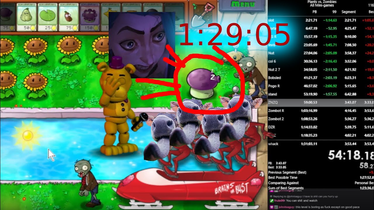 Plants vs Zombies All Minigames in 1:29:05 WR