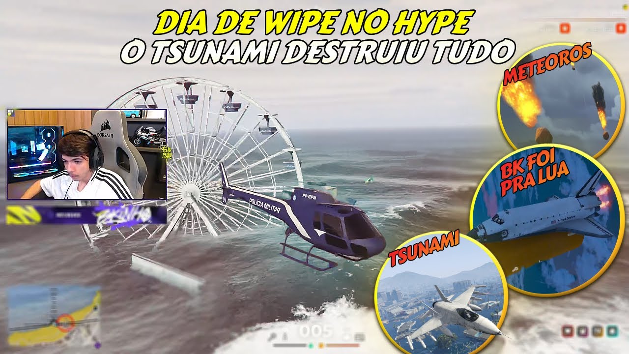 DIA DE WIPE NO HYPE | BK CHEGOU NA LUA PRA MISS&Atilde;O | O TSUNAMI DESTRUIU TUDO  -   BKINHO HYPE RP