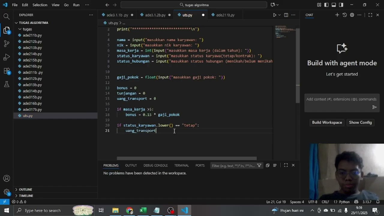 membuaat coding tentang rincian gaji karyawan (uas)
