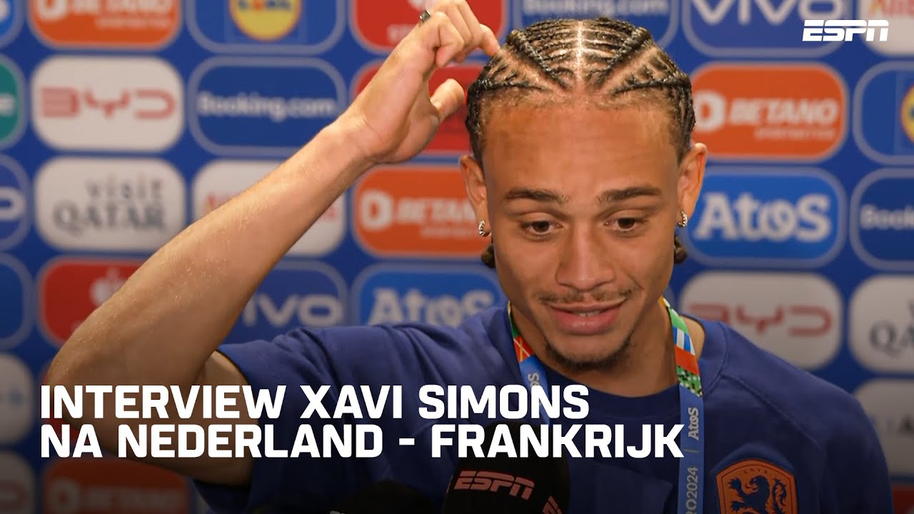 XAVI SIMONS teleurgesteld over AFGEKEURDE GOAL | Interview na Nederland - Frankrijk