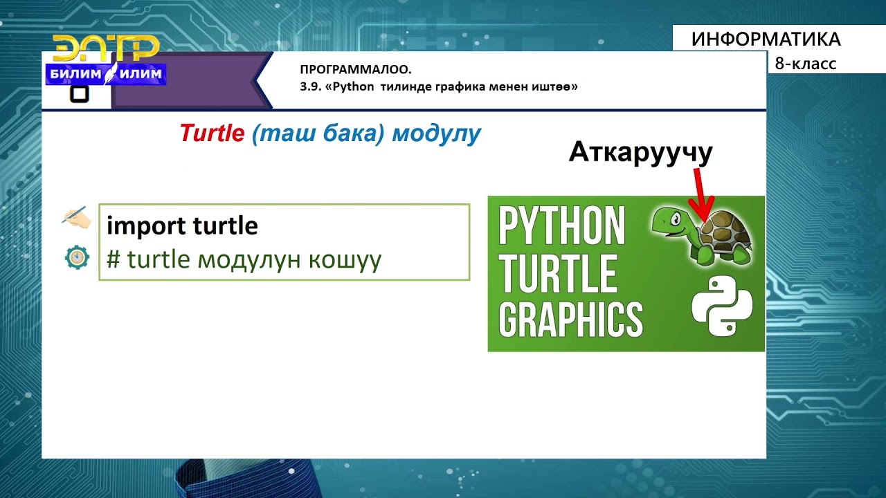 8-класс | Информатика  | Python программалоо тилинде графика менен иштѳѳ