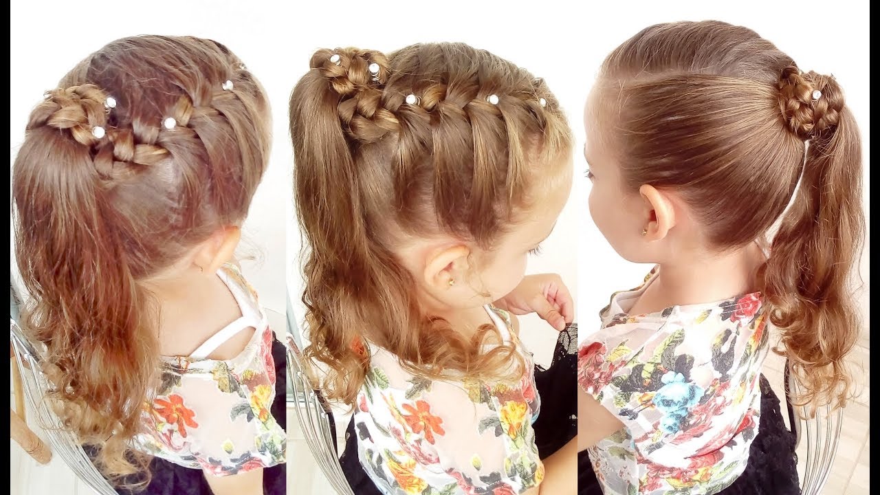 Penteado Infantil com trança embutida lateral e rabo de cavalo