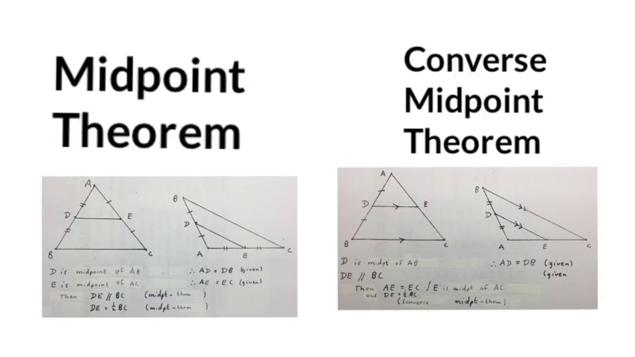 Midpoint theorem and converse Euclidean explained Grade 10+12 (mathdou)