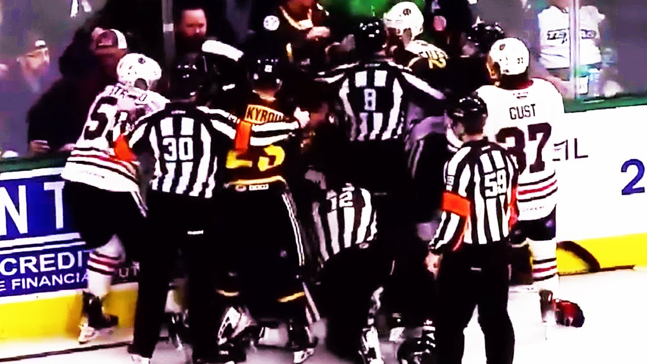 Bloody Brandon Baddock DIRTY HIT on Logan Stankoven Bloody BRAWL (FULL CLIP) Texas Stars vs IceHogs
