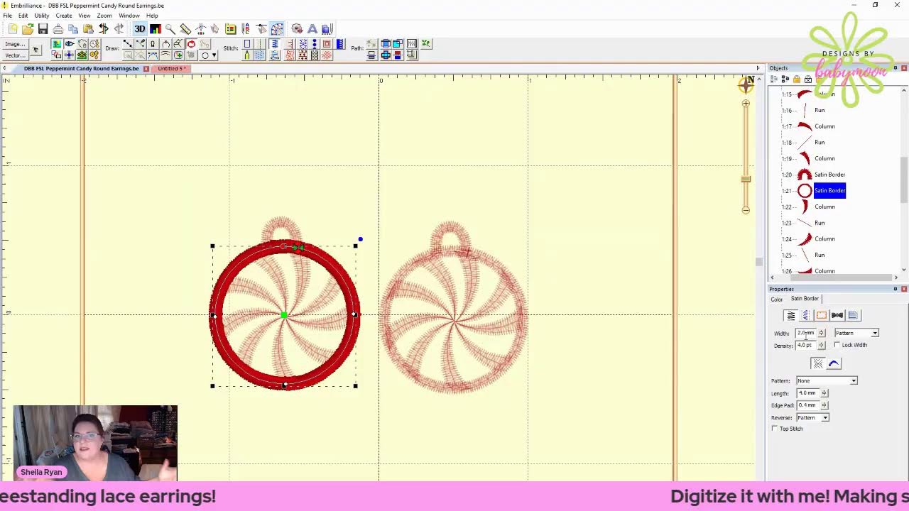 Live Digitizing Freestanding Lace Earrings