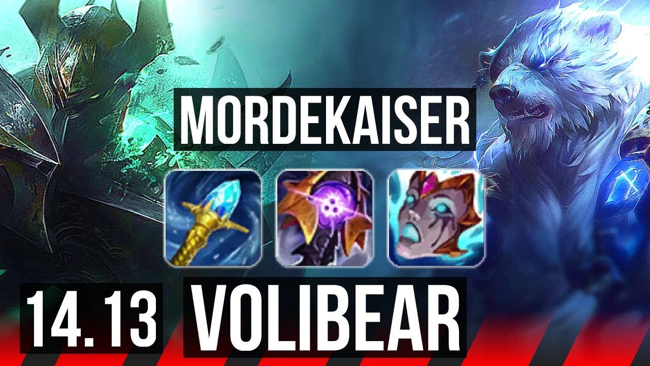 MORDEKAISER vs VOLIBEAR (TOP) | 9 solo kills, Quadra, 600+ games, Dominating | EUNE Master | 14.13