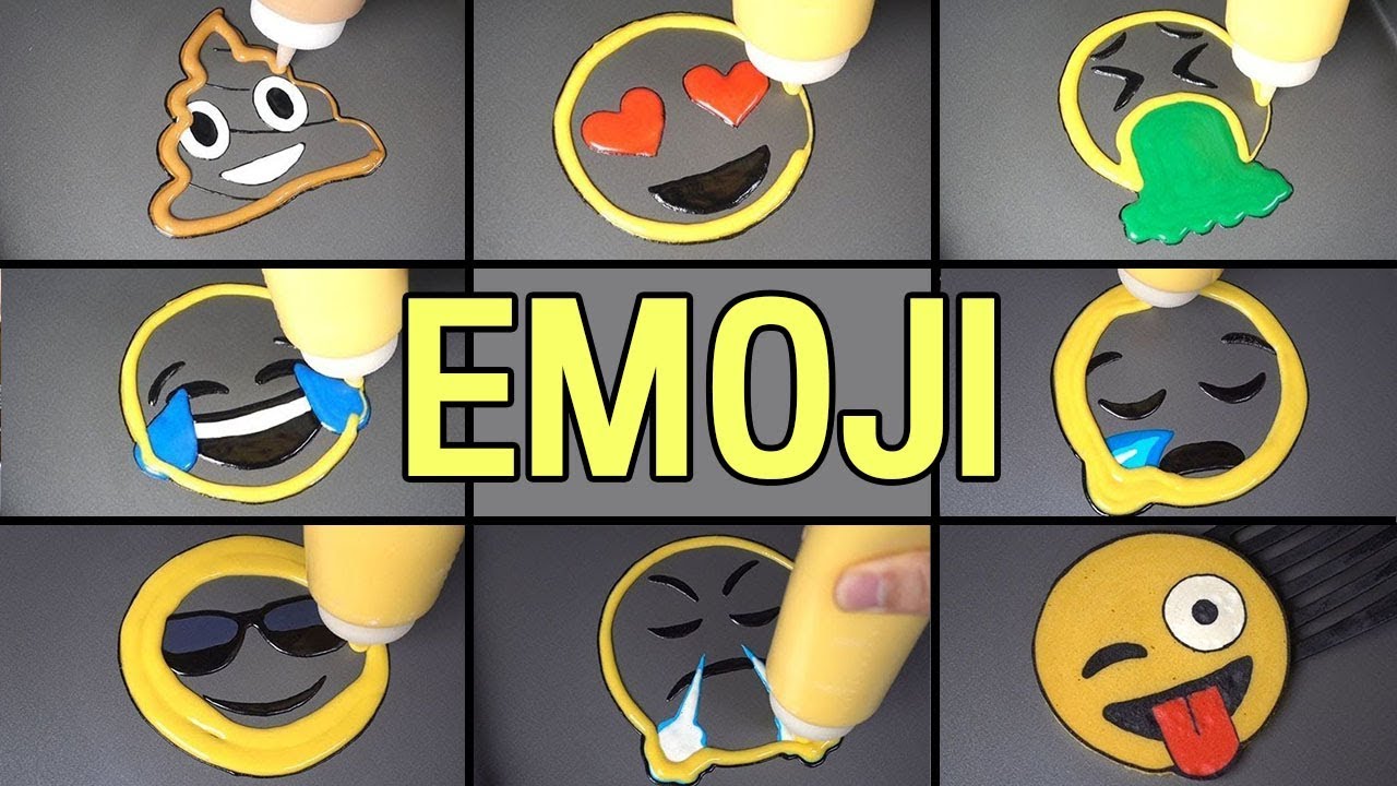 (Compilation) Emoji Pancake Art - Tease ya, Angry, Sleeping, Poop, Heart Eyes, Tear Face, Vomit
