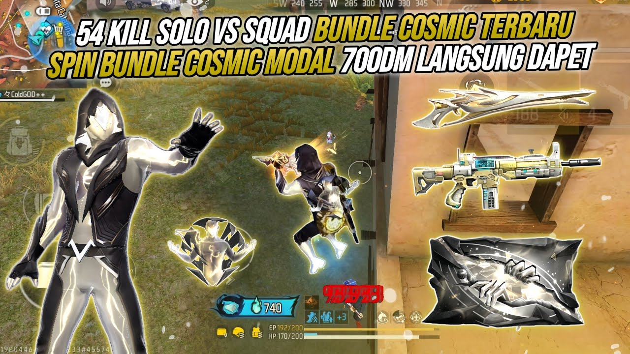 54 KILL SOLO VS SQUAD BUNDLE COSMIC SHOCK TERBARU !!! SPIN BUNDLE COSMIC MODAL 700DM LANGSUNG DAPET🔥