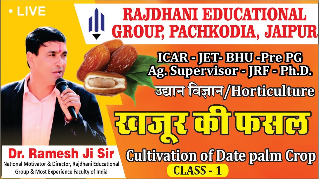 [13] खजूर की खेती | Cultivation of Date palm Crop | Horticulture | Agri Supervisor JET/ICAR/BHU