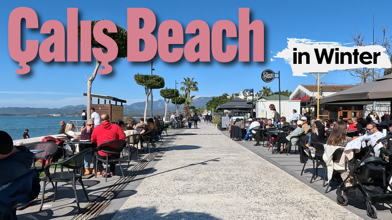 Sunny Winter Afternoon at Çalış Beach, Fethiye | Türkiye (Turkey) Walking Tour 4K