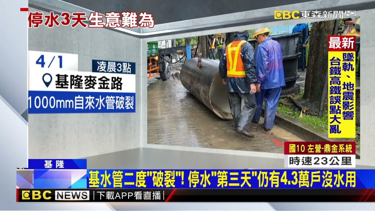 基隆「水管破裂」4.3萬戶停水 遇連假攤商嘆：沒水可煮@newsebc