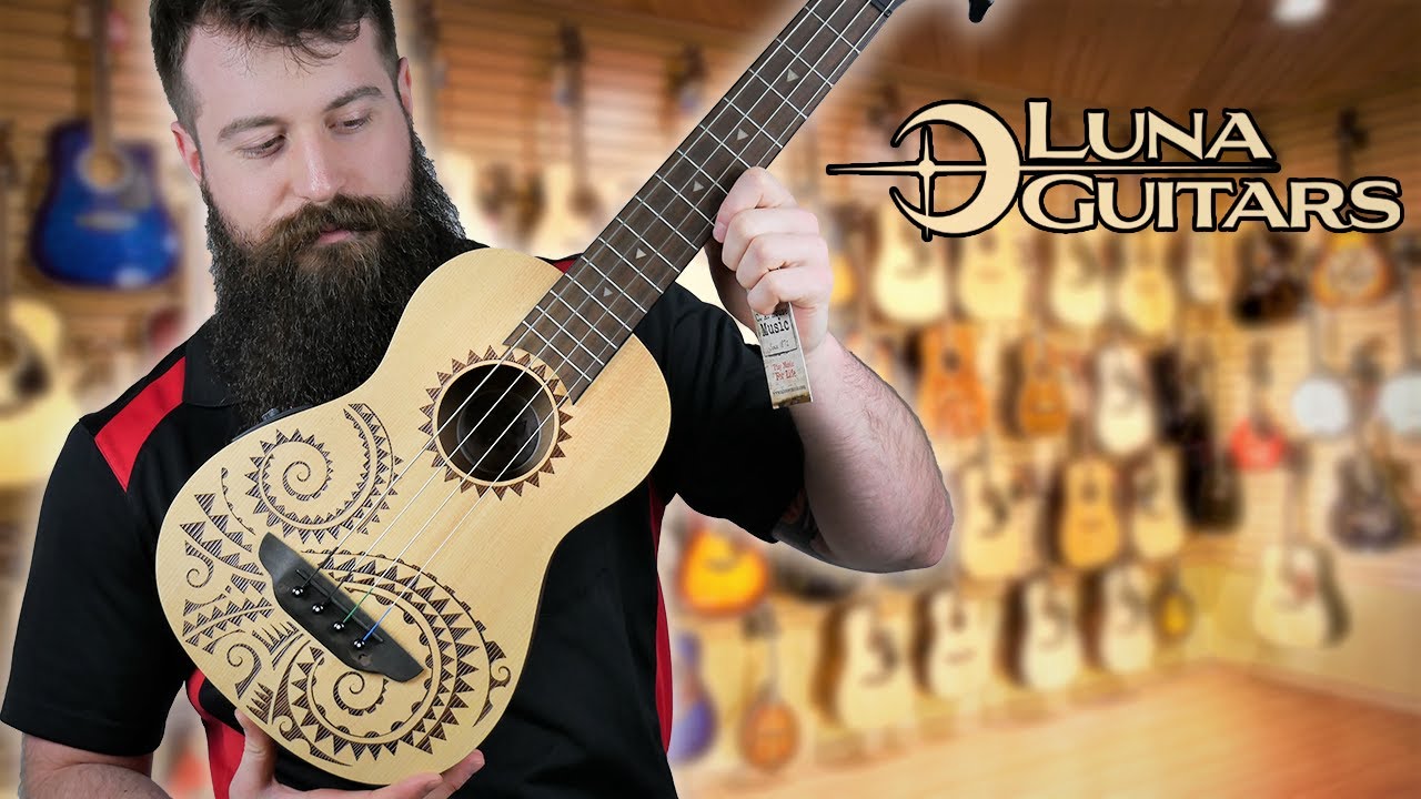 Luna Tattoo Ukulele Acoustic-Electric Bass