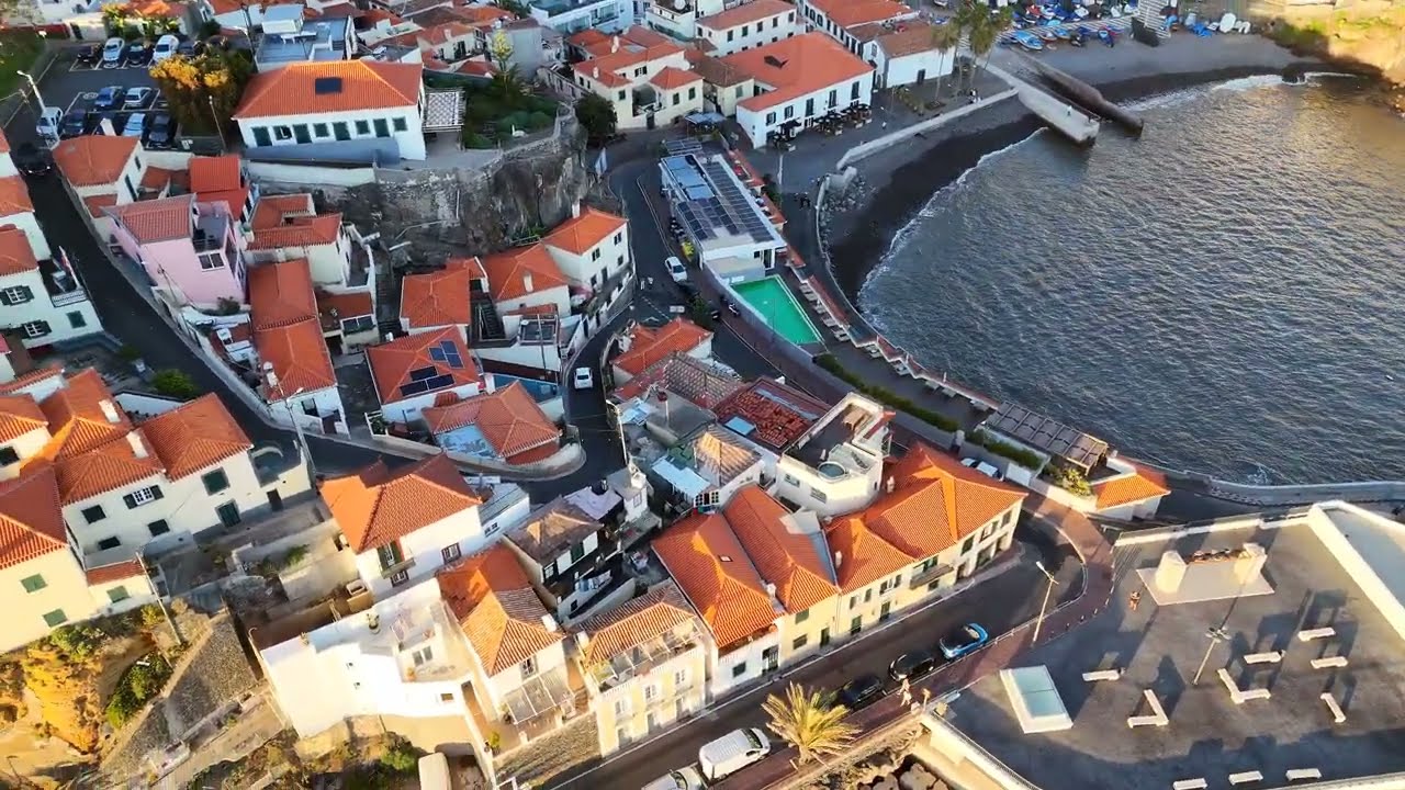 Câmara de Lobos by Night 🌅  Churchill’s Pub Bay, Drone Sunset, Sea Sounds & Cozy Madeira Vibes