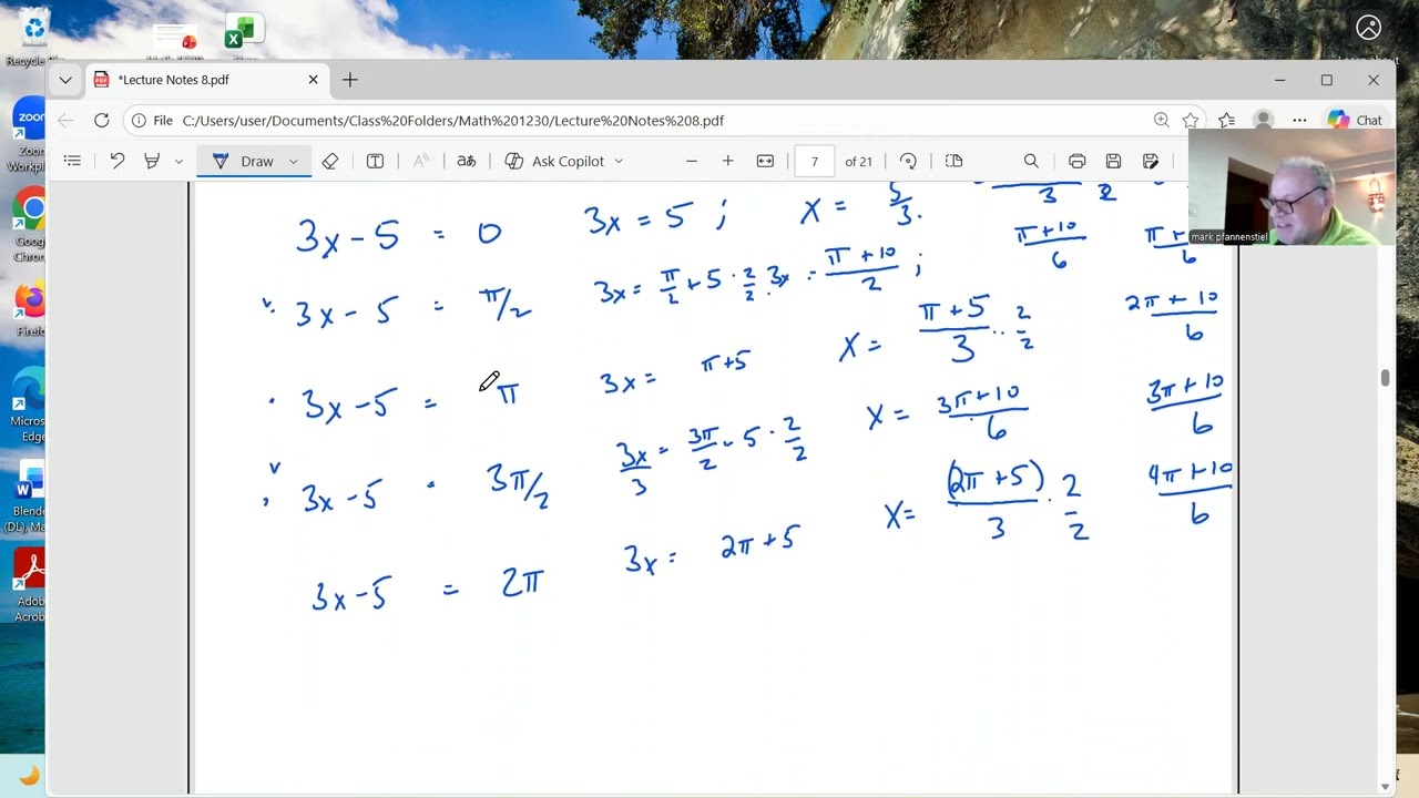graphing y = -2 cos(3x-5) -1