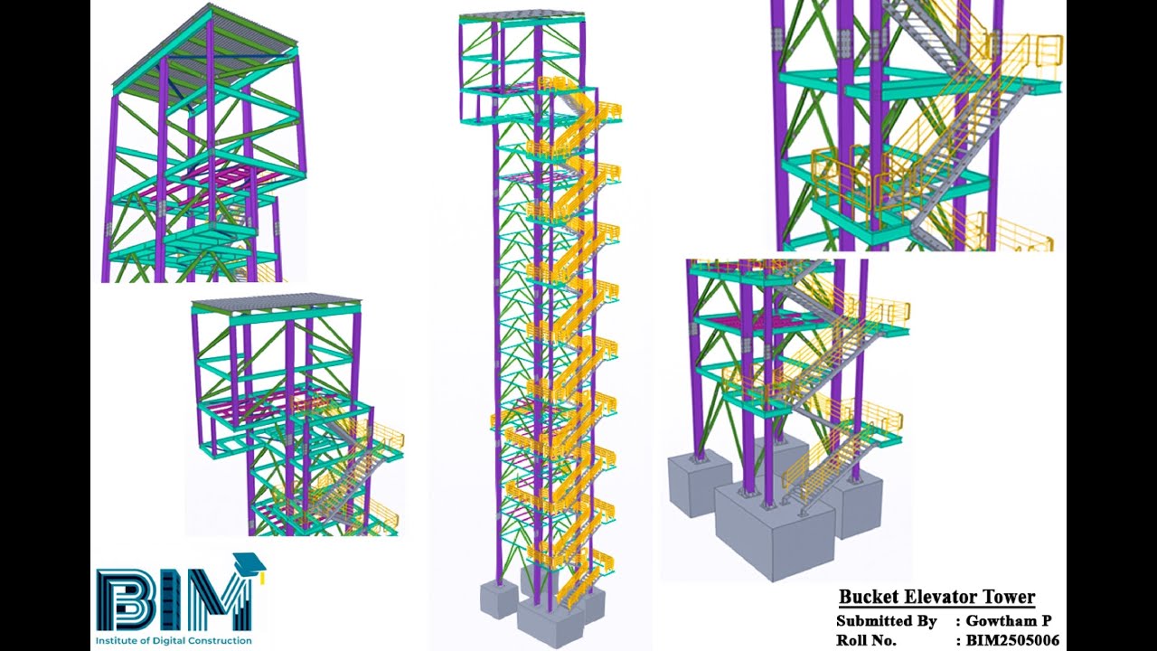 Студенческий проект | Башня ковшового элеватора | Tekla Structures | BIMINDC