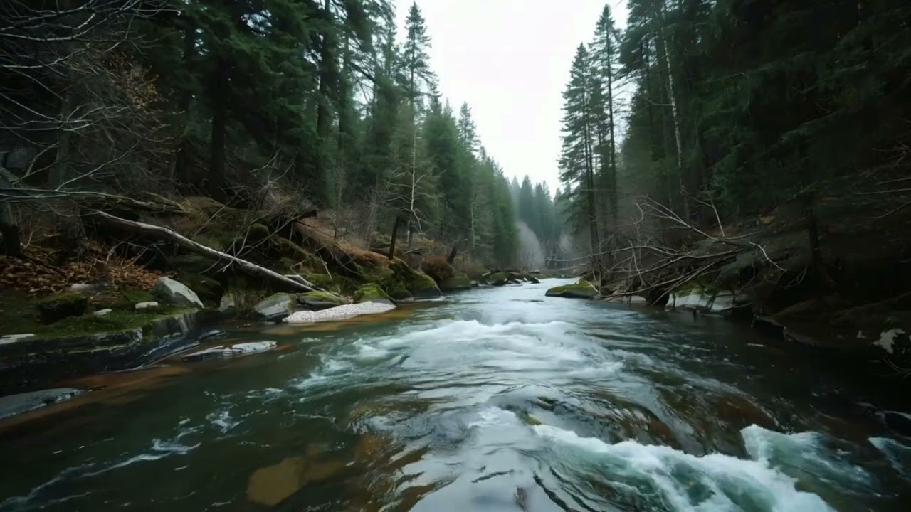 Gentle Forest River in Fall | Deep Sleep Nature Ambience