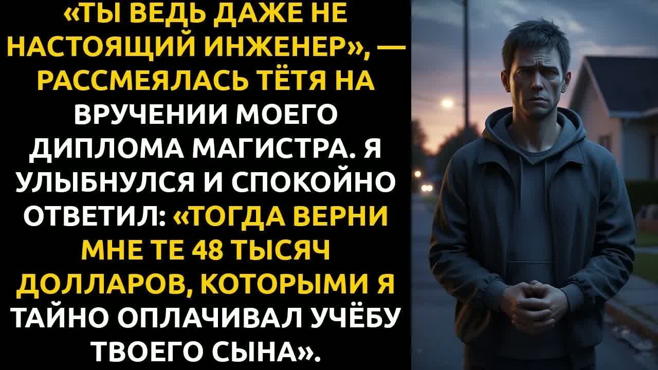 «Ты НЕ НАСТОЯЩИЙ инженер», — рассмеялась тётя. Мой ответ： «Тогда верни 48 000$ за учёбу сына».