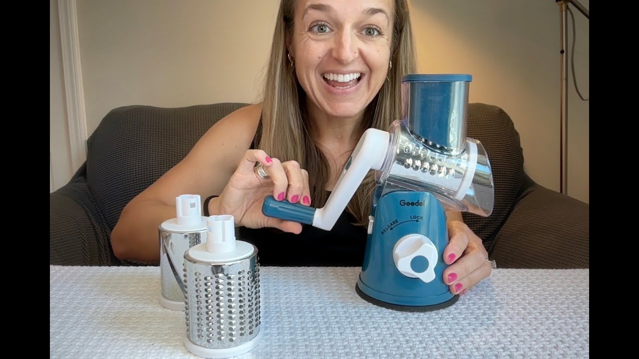 Geedel Rotary Cheese Grater, Kitchen Mandoline Vegetable Slicer with Interchangeable Blades- REVIEW