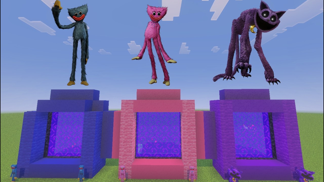 How to make portal to Huggy Wuggy Kissy Missy CatNap Poppy Playtime in minecraft PE MCPE