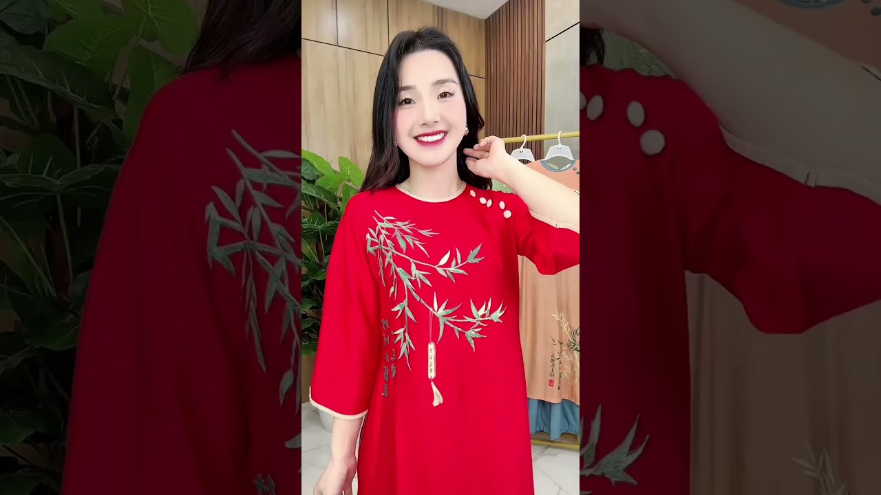 [255K/SET] ÁO DÀI ĐŨI TƠ IN CÂY TRE AD259 NOKA |Đặt hàng ☎️035.272.4567