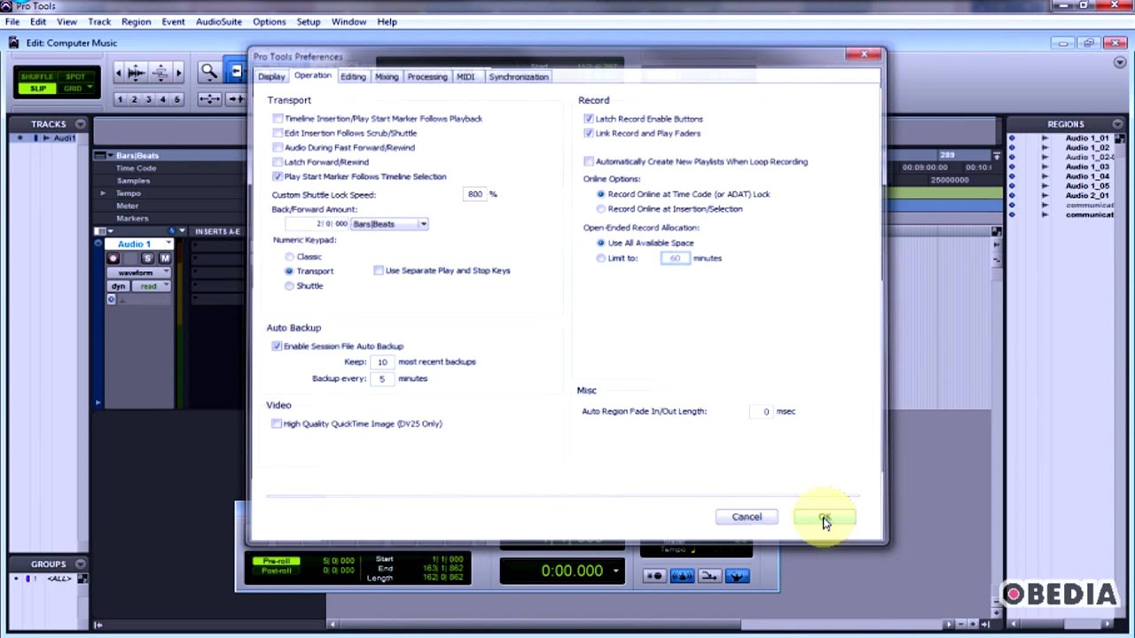 Pro Tools - how to enable auto backup