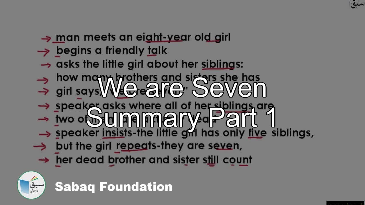 We are Seven Summary Part 1, English Lecture | Sabaq.pk