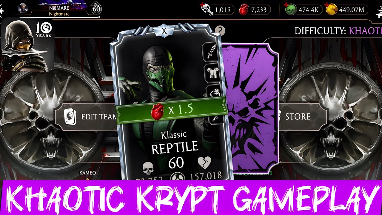 Klassic Reptile Khaotic Krypt Gameplay | Mortal Kombat Mobile