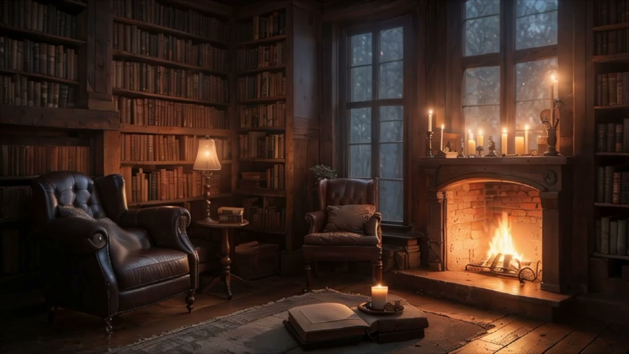 📚 Cozy Library & Fireplace Ambience – Relaxing Jazz Music for Reading, Studying & Deep Focus 🔥🎶
