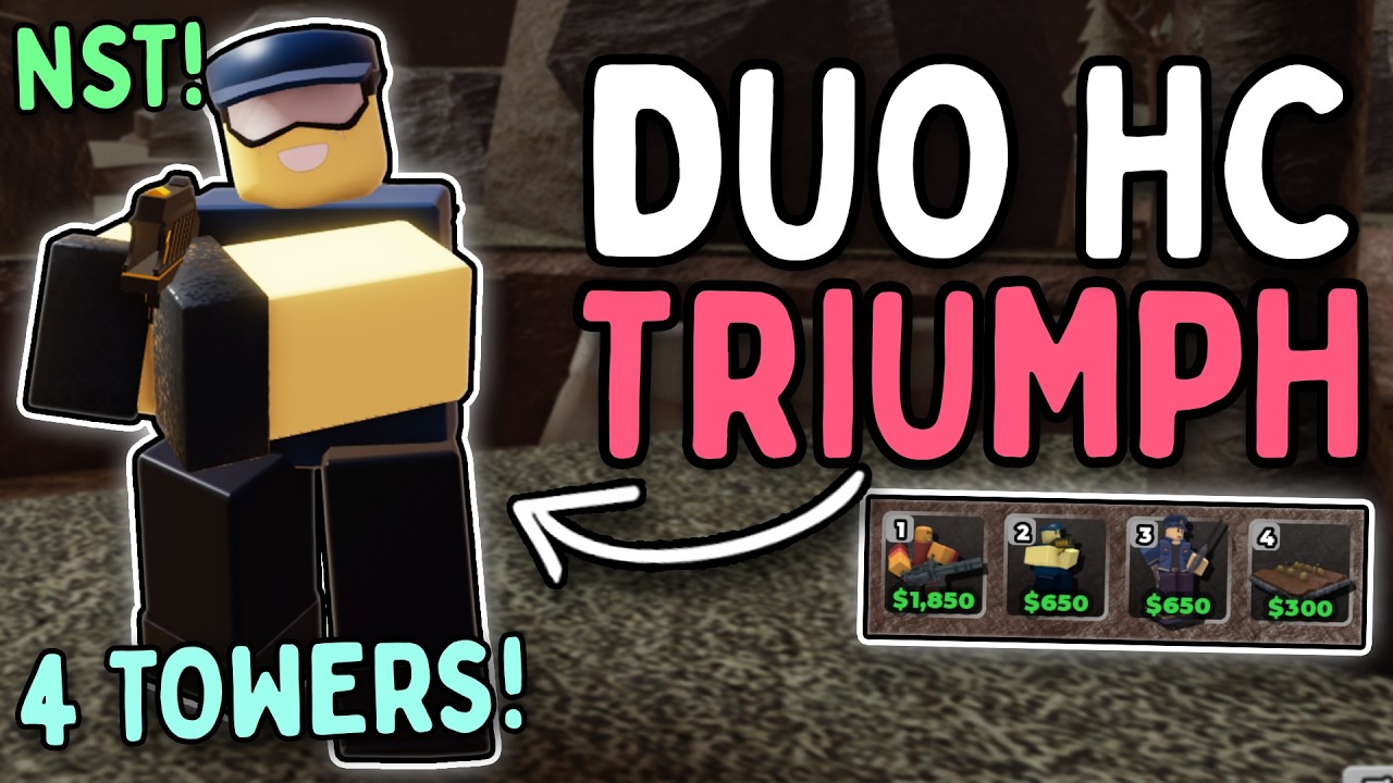 DUO HARDCORE TRIUMPH WITH 4 TOWER SLOTS NO SPECIAL TOWERS + FULL GUIDE | Roblox TDS