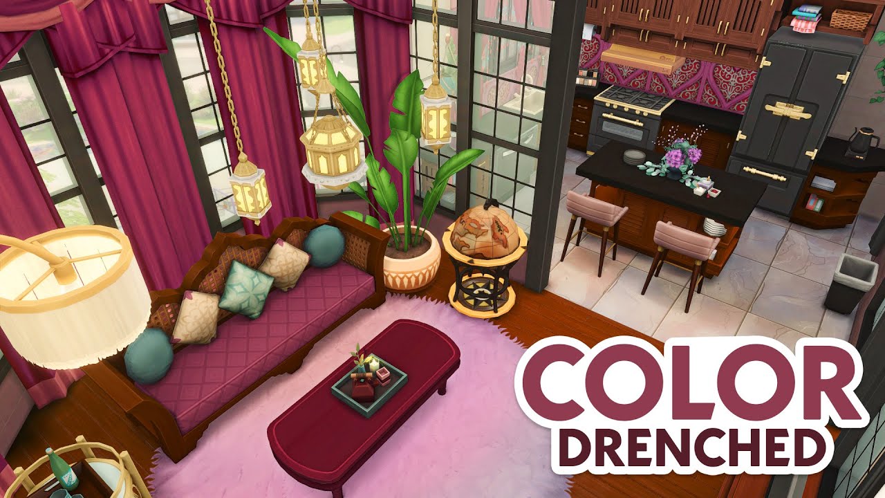Purple Color-Drenched Apartment // The Sims 4 Speed Build: Apartment Renovation