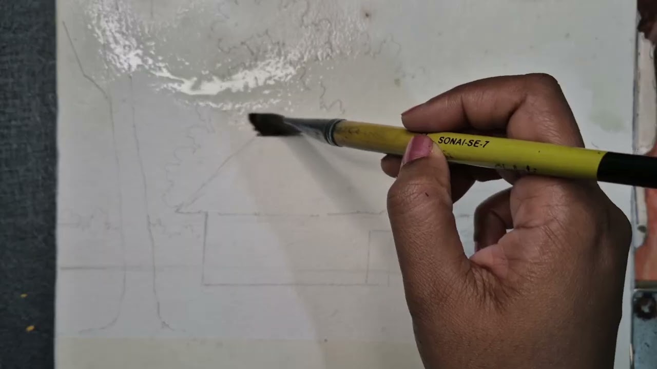 Watercolour for beginners|| hut in watercolour || #Watercolor #Watercolourshorts #trending 