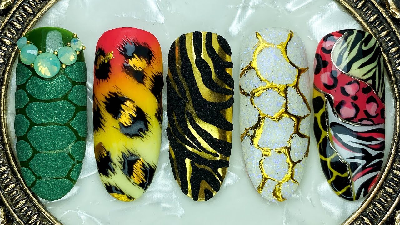 Diseño de UÑAS ANIMAL PRINT #quedateencasa - nail art animal print - amazing nail art compilation